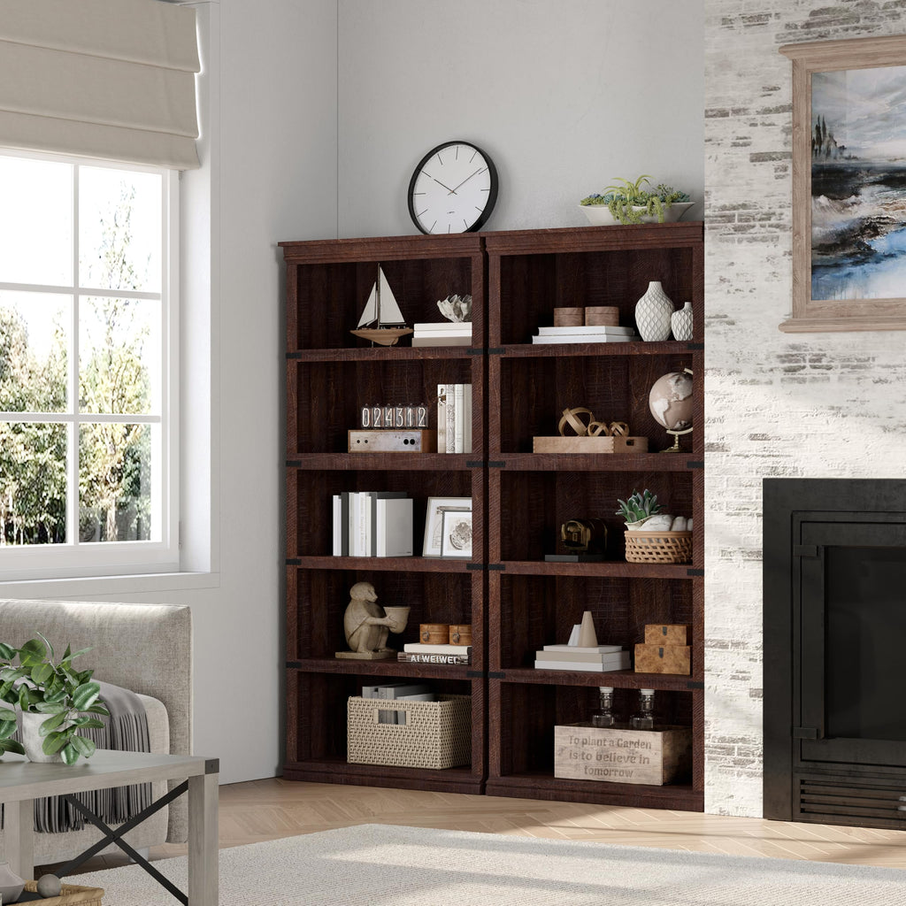 5-Tier Metal Bookcase with Adjustable Shelves N273