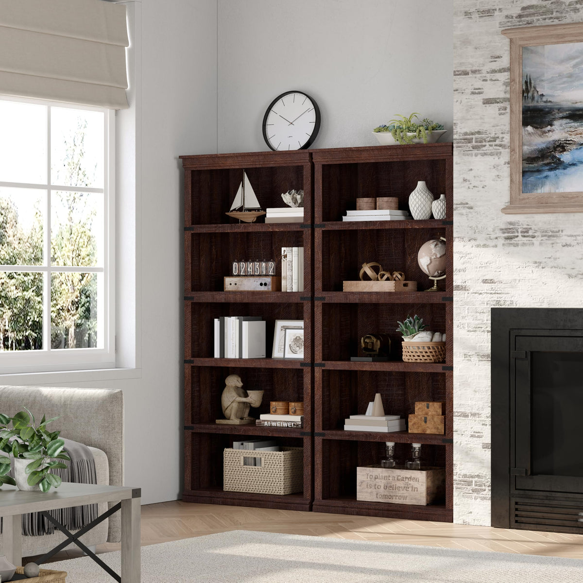 5-Tier Metal Bookcase with Adjustable Shelves N273
