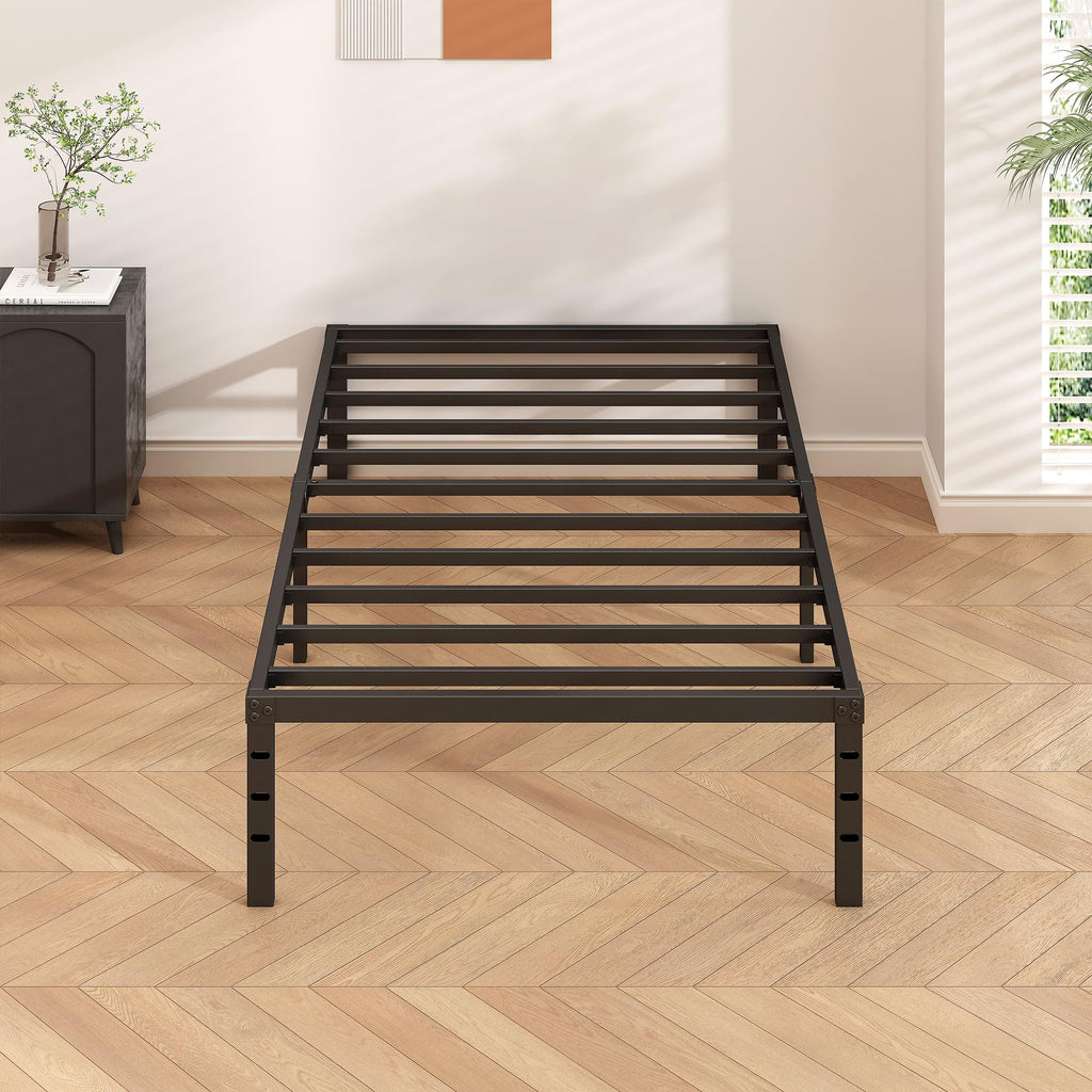 14 Inch Tall Black Metal Platform Twin Size Bed Frame R791