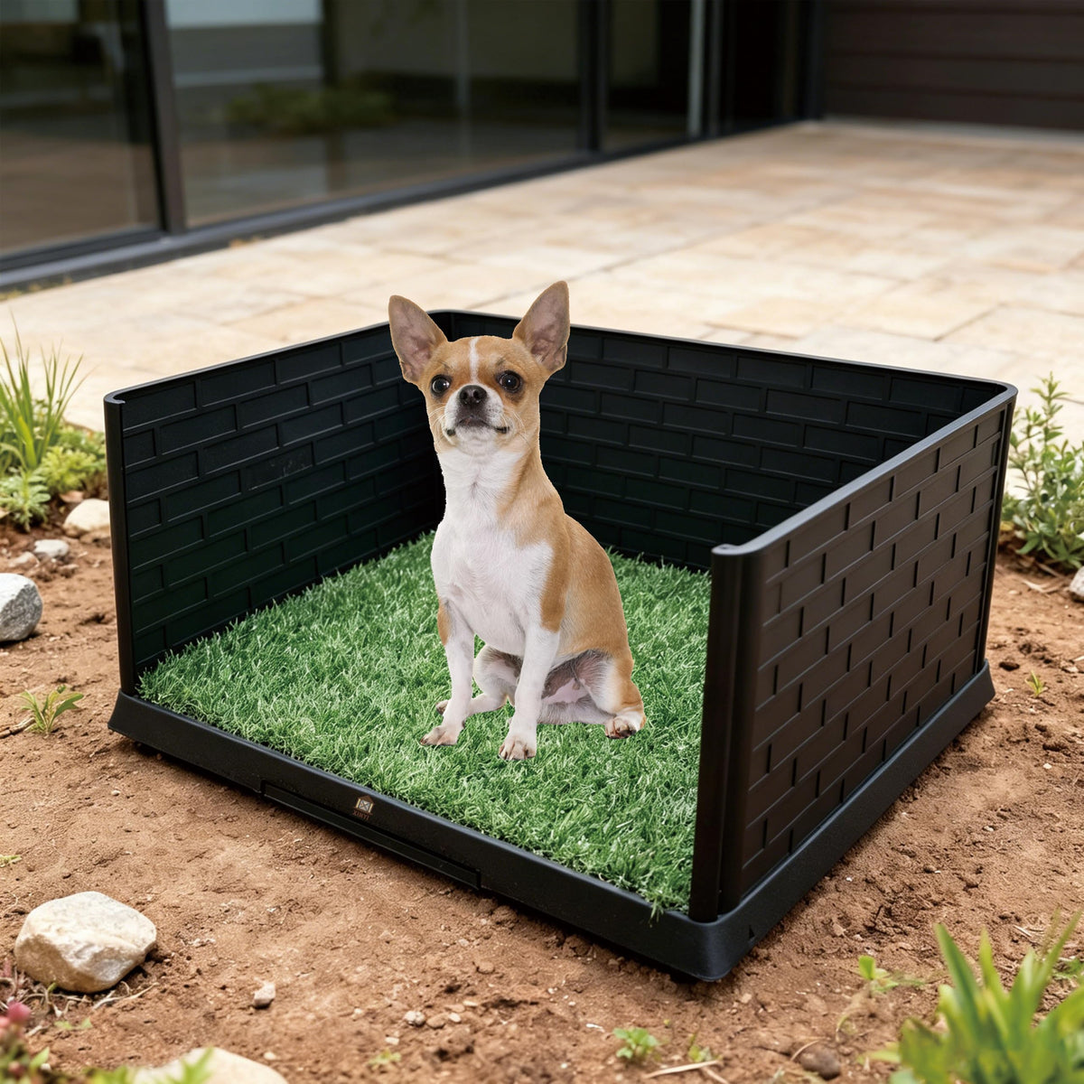 Dog Grass Pad with Tray, 30" X 20", with 2 Reusable Grass Pads Q94444
