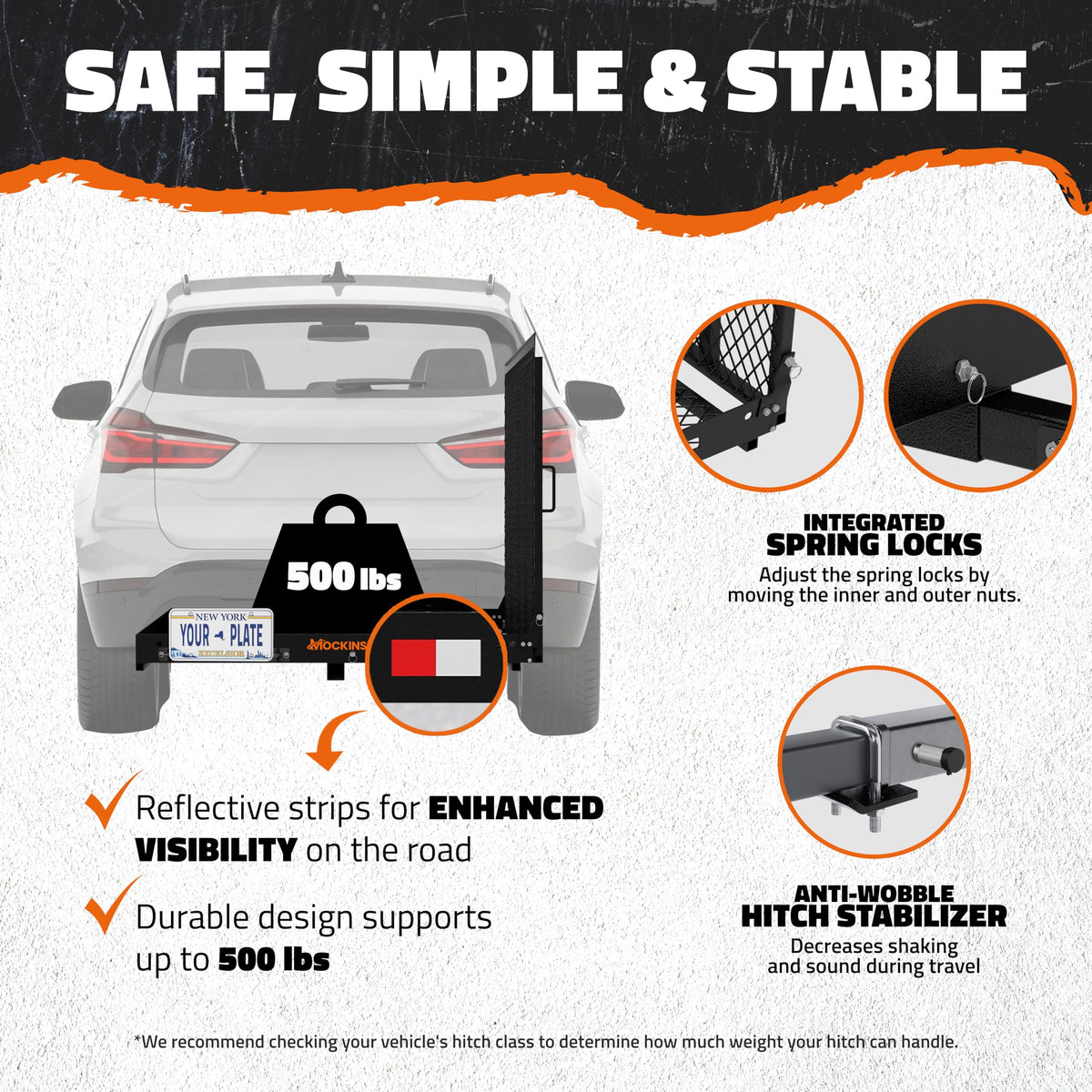 500lb Capacity Trailer Hitch Cargo Carrier with Ramp O5335
