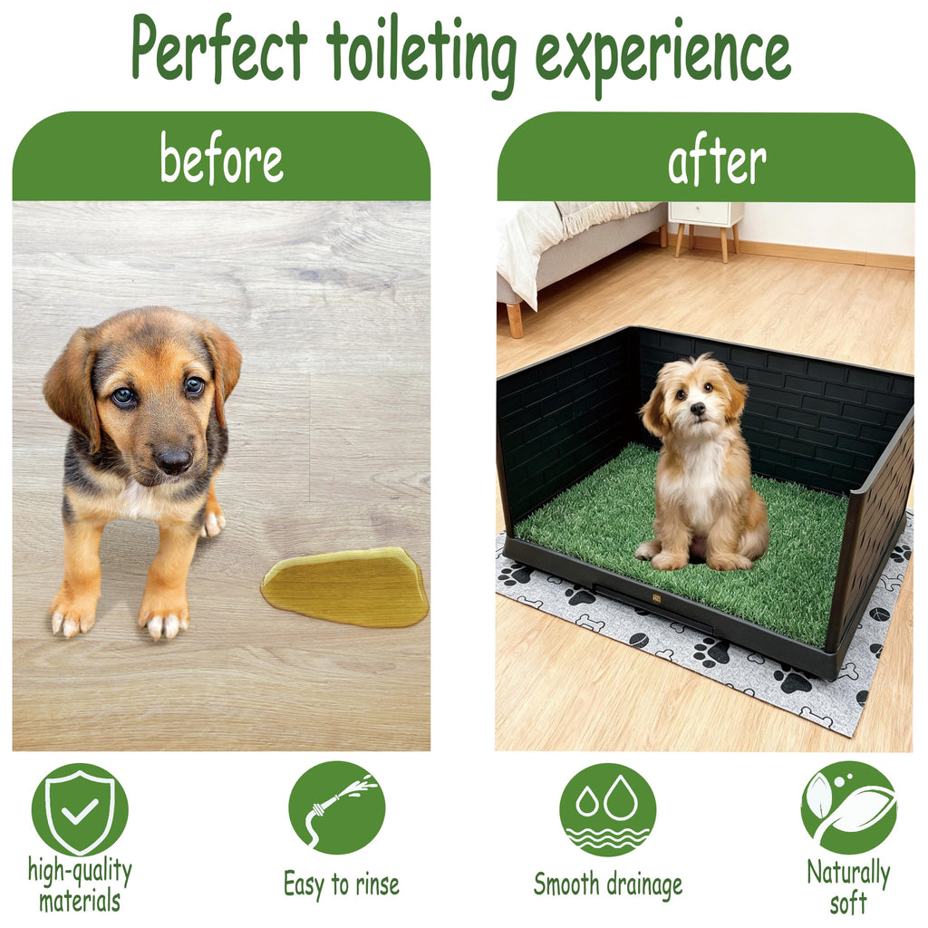 Dog Grass Pad with Tray, 30" X 20", with 2 Reusable Grass Pads Q94444