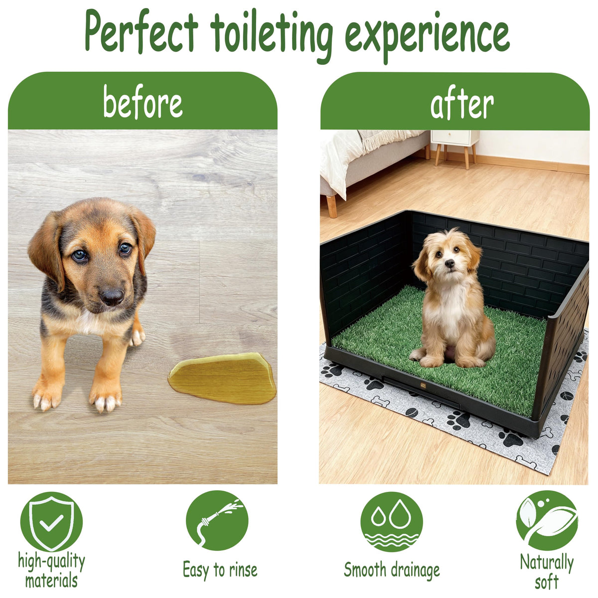 Dog Grass Pad with Tray, 30" X 20", with 2 Reusable Grass Pads Q94444