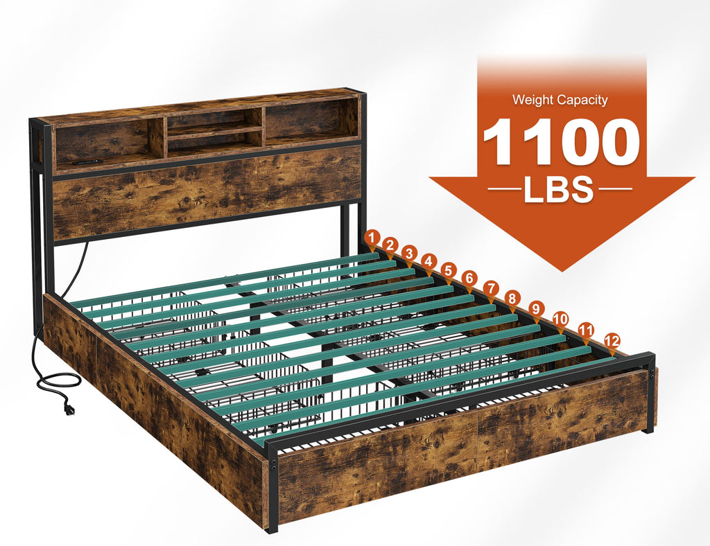 Queen Bed Frame with 6 Storage Drawers L45145