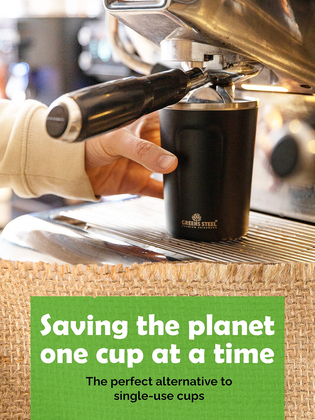 16 oz Black Stainless Steel Insulated Coffee Cup with Lid and Handle H360